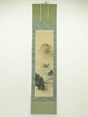 環山筆　田舎の冬　肉筆絹本掛軸